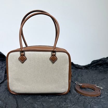 FLOWERSVERSE  High-End Quality  New First Layer Cowhide FINSBURY Leather Feather Bag Versatile Retro Handbag Women's Small Square Bag