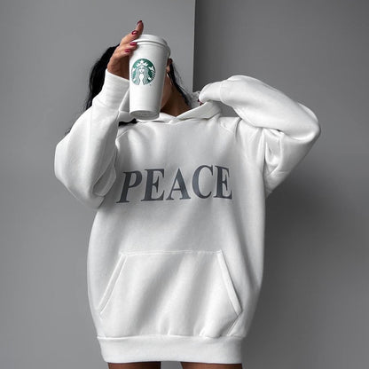 Cross-border women's clothing fashion trend brand  new spring printing hooded loose super large size long-sleeved sweater jacket women