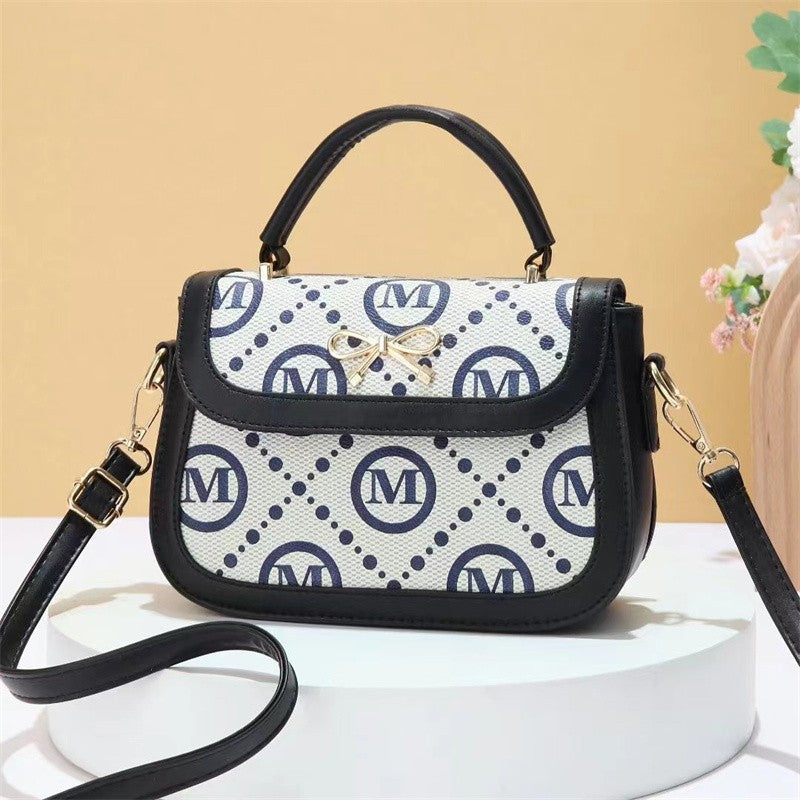 2025 Handbag bag new printed high-end women's handbag light luxury texture saddle bag contrasting color versatile messenger bag