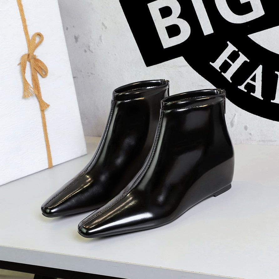 FLOWERSVERSE 2025 6632-9 Retro  style slope heel heightening fashionable versatile pedicure and thin autumn and winter women's boots and bare boots