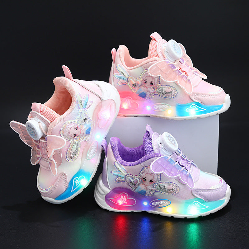 flowersverse Girls' Shoes  Spring New Student Shoes Rotating Buckle Shoes Girls Casual Shoes Children Sneaker