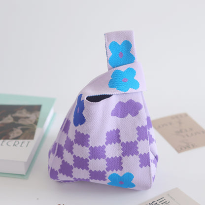 FLOWERSVERSE  INS Internet Hot New Handbag Women's Knitted Bag Japanese and Korean Style All-Match Hand Carrying Casual Tote Bag Factory Wholesale