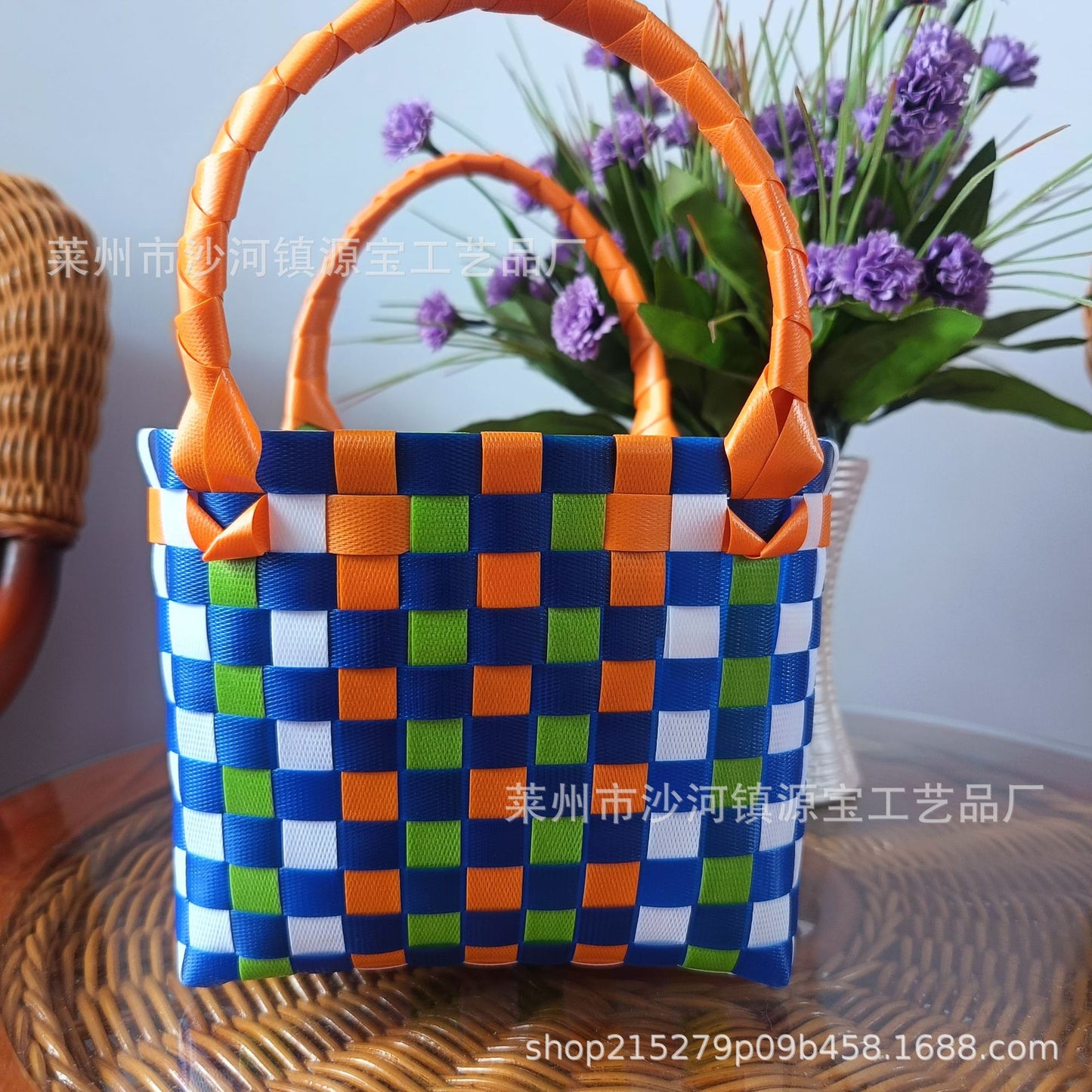 FLOWERSVERSE  Free Shipping Popular Small Bag Vegetable Basket PVC Woven Bag Open Children Small Clutch Hand Gift Bag Women's Bag