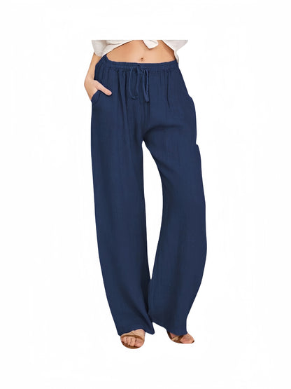 FLOWERSVERSE  Cross-Border Foreign Trade  Temu Women's Casual Trousers Summer Wide Leg Drawstring Loose Wide Leg Pants with Pockets