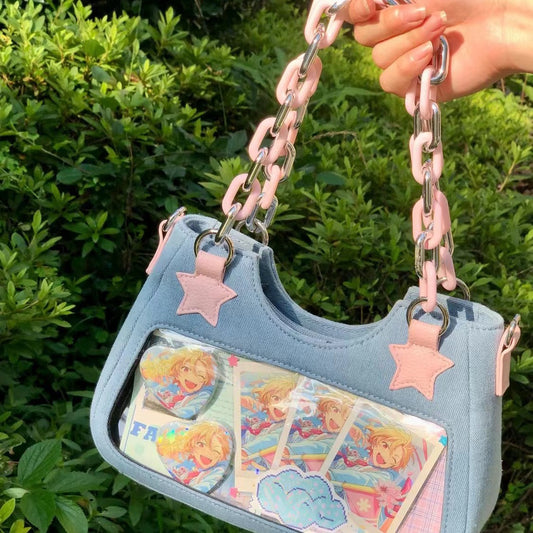 FLOWERSVERSE 2025 Denim Pain Bag Small Food Crossbody Bag Daily popular New Medieval Spice Girl y2k Shoulder Bag Japanese Handbag