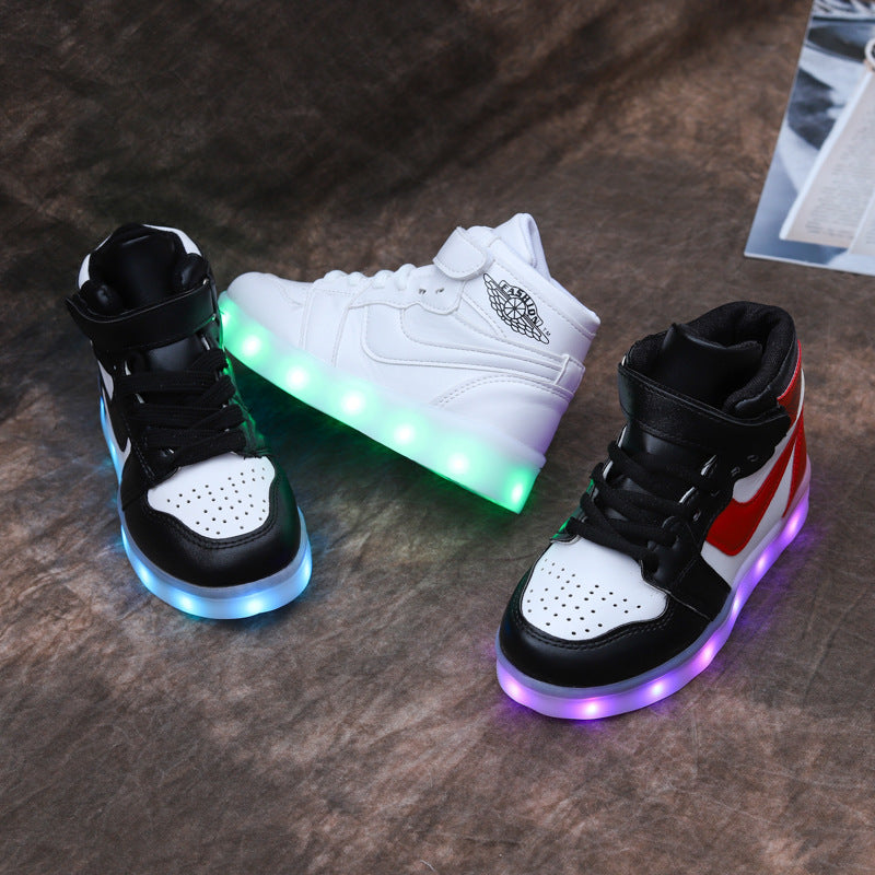 flowersverse USB Charging Light Shoes Led Shuffle Dance Shoes Luminous Children Boys Girls AJ Student Leisure Sneaker Tide