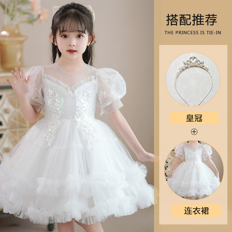 flowersverse Girls' Princess Dress  Summer New Children's Dress Baby Western Style Festival Performance Children's Clothing Dress Wholesale