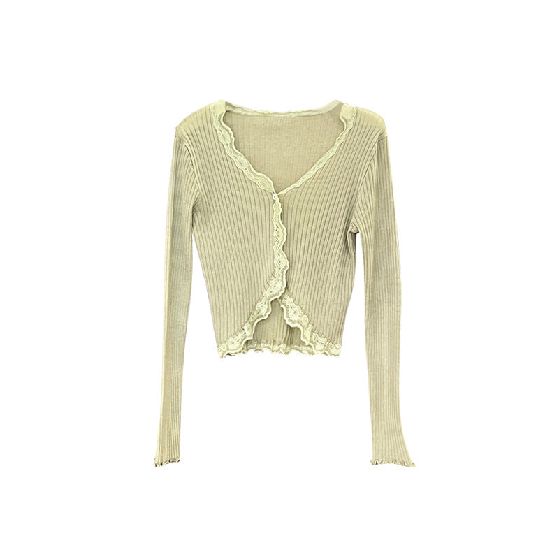 2025 spring and summer new Korean version temperament versatile long-sleeved knitted cardigan top sunscreen blouse 25134