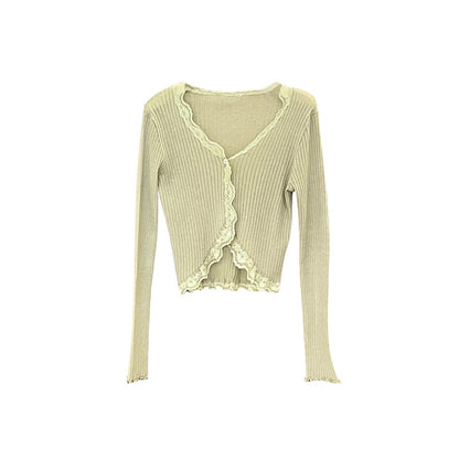 2025 spring and summer new Korean version temperament versatile long-sleeved knitted cardigan top sunscreen blouse 25134