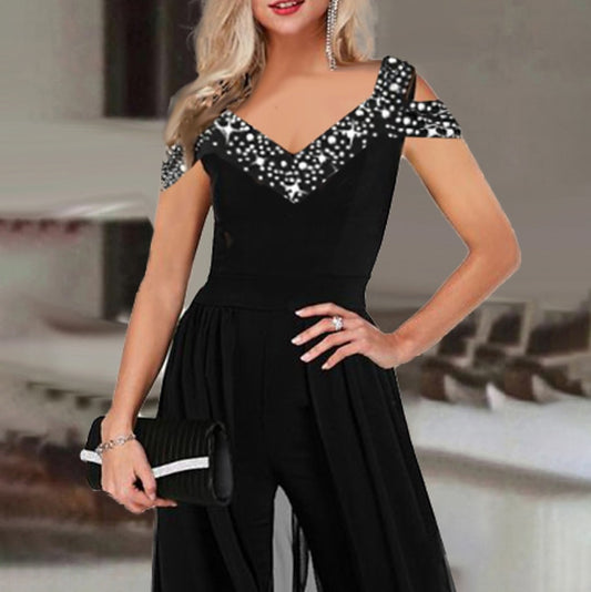 flowersverse Wish  Independent Station HOTan and NEWn Foreign Trade Summer New Fashion Printed V-neck Strapless High Waist Jumpsuit Women
