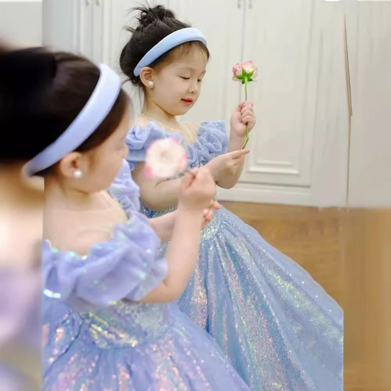 flowersverse Children's Day Host's Dress Girls' Dress Light Luxury Minority High-End Birthday Princess Dress 61