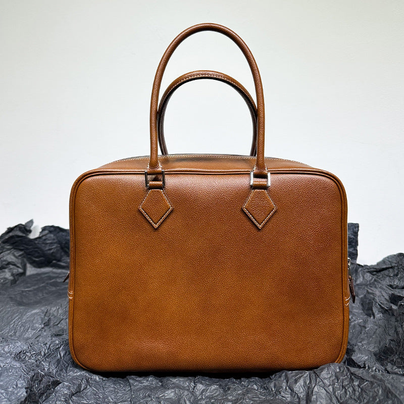 FLOWERSVERSE  High-End Quality  New First Layer Cowhide FINSBURY Leather Feather Bag Versatile Retro Handbag Women's Small Square Bag