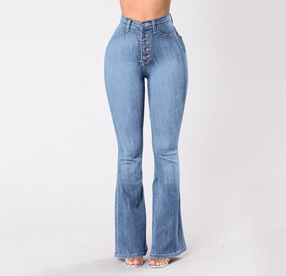 Popular trade New supply High waist elastic wide leg jeans women