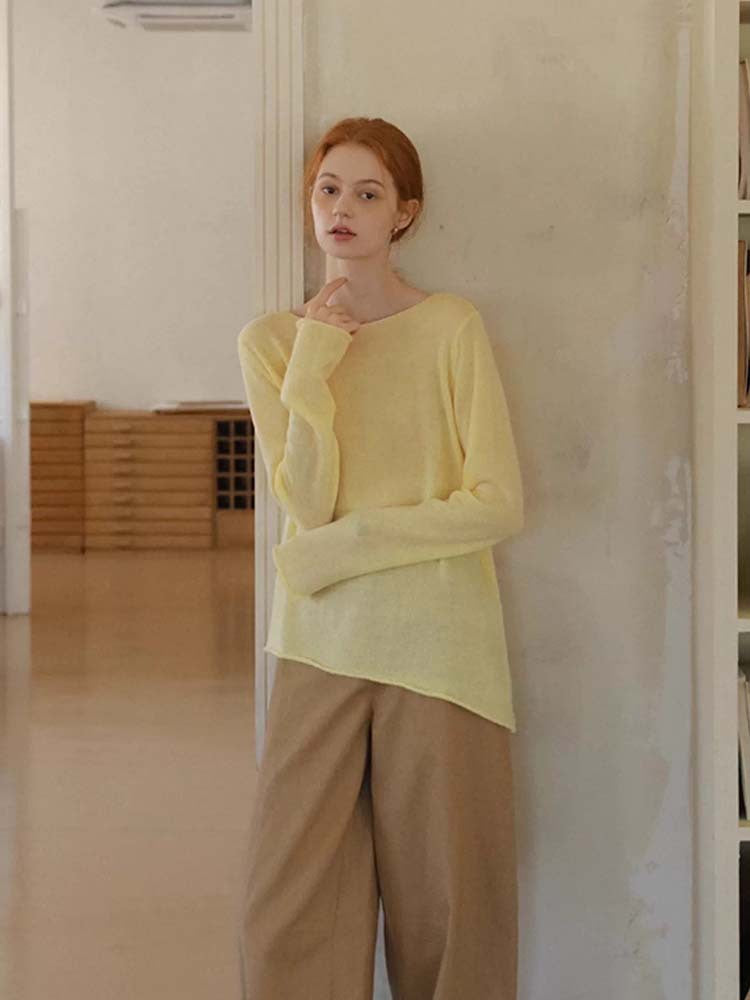 Siyuan, commuter round neck soft waxy versatile lazy cotton wool blended backing sweater knitted sweater women 8902