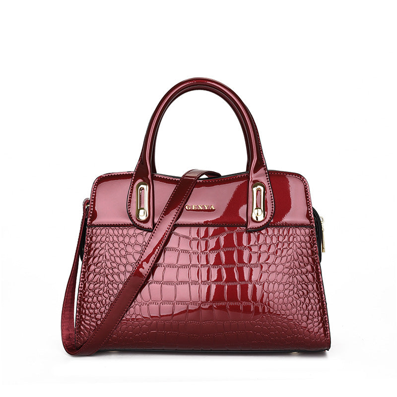 2025 Handbags  hot-selling patent leather women's bags, crocodile pattern high-end bags, large-capacity light luxury portable tote bags for women