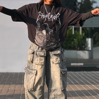 n street Harajuku women's spring top  new loose casual dark short-sleeved women's T-shirt customization