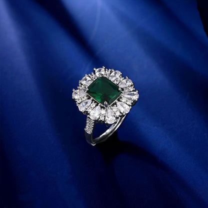 2025 Niche design temperament geometric versatile flower ring new light luxury high-end zircon high-end open ring