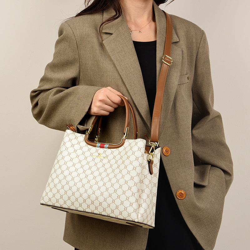 2025 Handbag  retro printed women's handbag large capacity high sense mother bag simple commuter shoulder bag