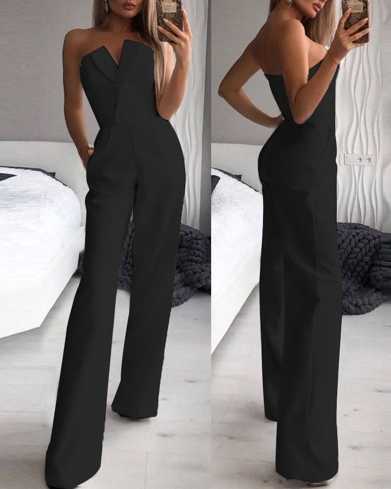 FLOWERSVERSE 2025 New Popular trade spring and summer Chinese long skirt new Chinese jumpsuit diagonal mid-waist temperament commuter jumpsuit