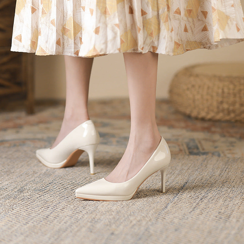 2025 8088-1 Waterproof table high heels women's 2025 autumn new single shoes women's pointed thin heels shallow high heels