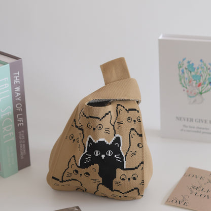 FLOWERSVERSE  INS Internet Hot New Handbag Women's Knitted Bag Japanese and Korean Style All-Match Hand Carrying Casual Tote Bag Factory Wholesale