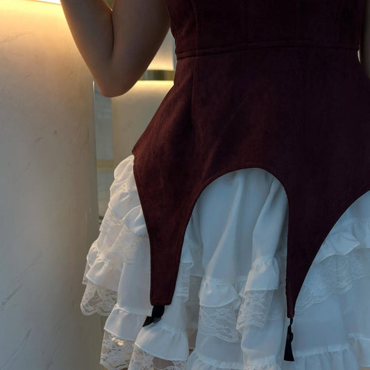 Cross-border independent station  Spice Girls Suede Suspender Vest Sexy Small Vest Top Niche Trend Spice Girls