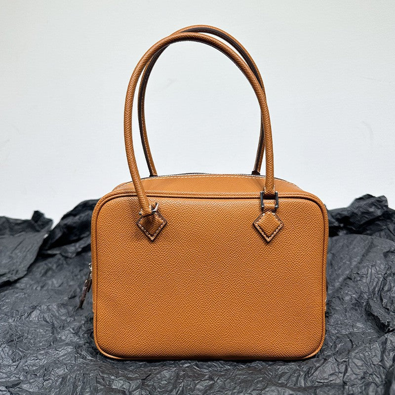 FLOWERSVERSE  High-End Quality  New First Layer Cowhide FINSBURY Leather Feather Bag Versatile Retro Handbag Women's Small Square Bag