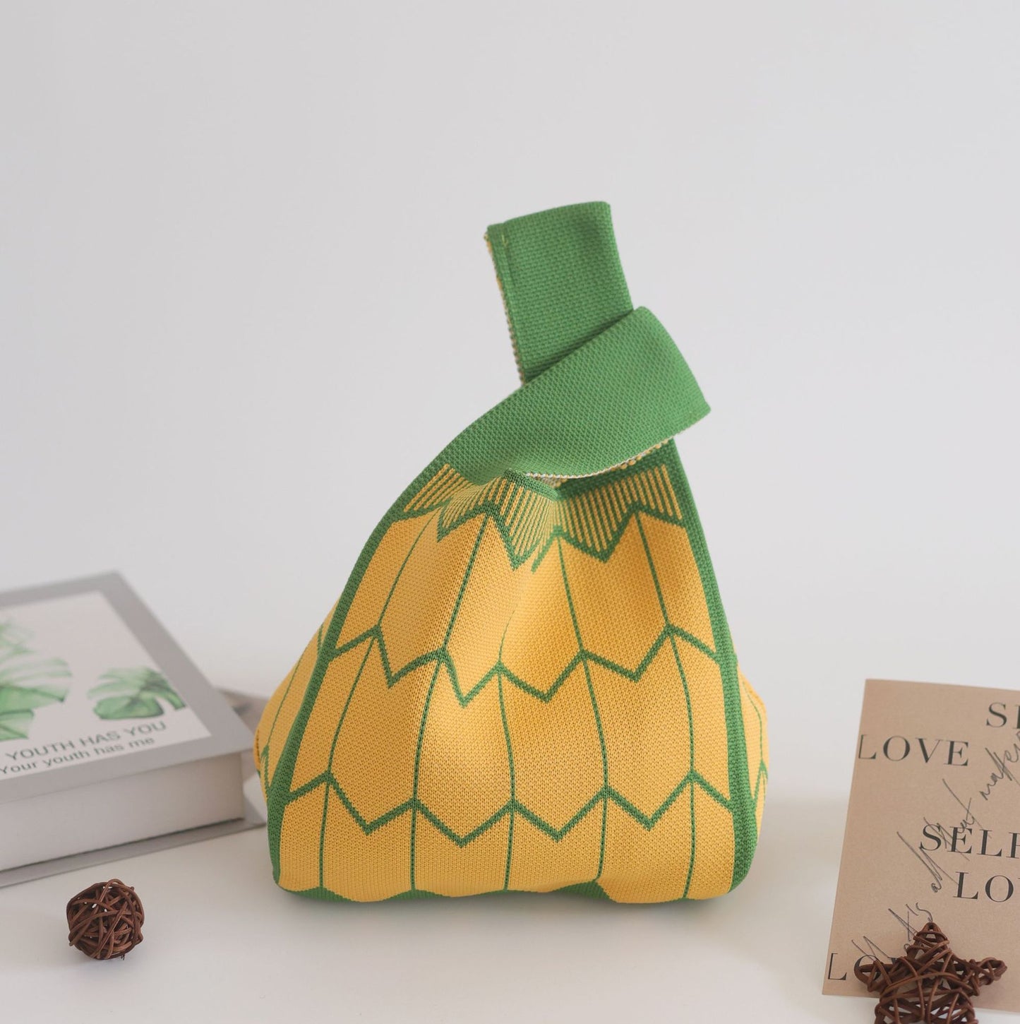 FLOWERSVERSE  INS Internet Hot New Handbag Women's Knitted Bag Japanese and Korean Style All-Match Hand Carrying Casual Tote Bag Factory Wholesale