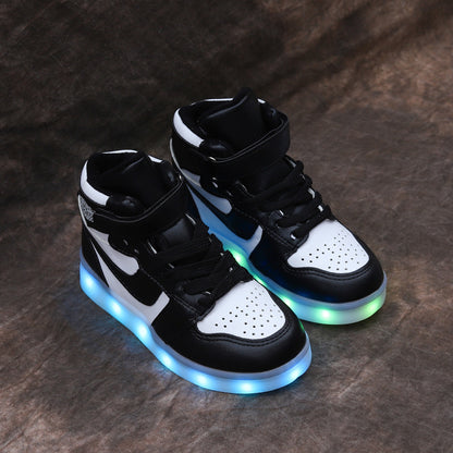 flowersverse USB Charging Light Shoes Led Shuffle Dance Shoes Luminous Children Boys Girls AJ Student Leisure Sneaker Tide