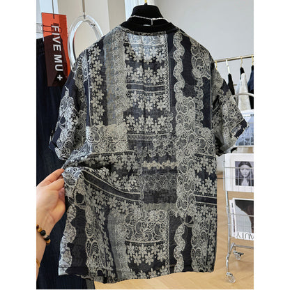 Premium sense retro loose lazy wind short-sleeved T-shirt women's  summer thin temperament shirt super good-looking top