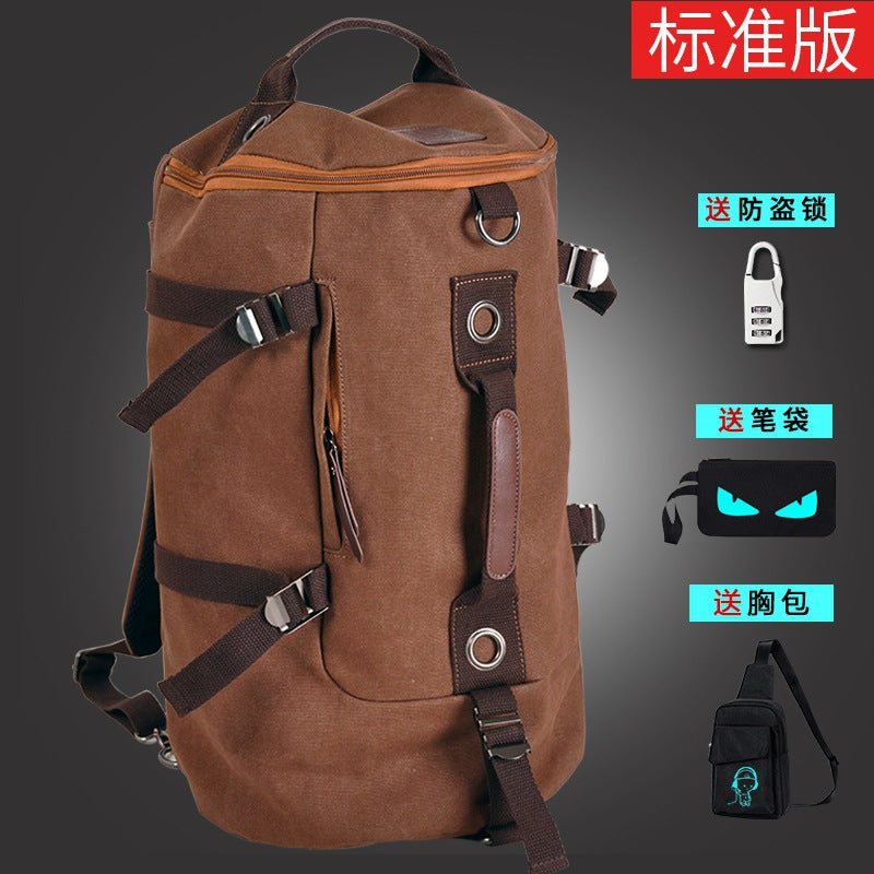 FLOWERSVERSE Korean Style Canvas Backpack Men's Fashionable Student Schoolbag Youth Travel Bag Computer Large-Capacity Backpack Messenger Bag