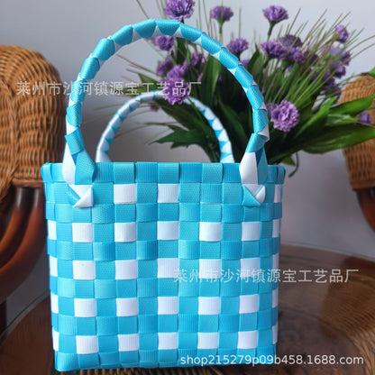 FLOWERSVERSE  Free Shipping Popular Small Bag Vegetable Basket PVC Woven Bag Open Children Small Clutch Hand Gift Bag Women's Bag