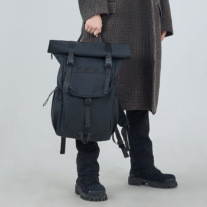 2025 Trendy and cool folding roll-up casual backpack men's large-capacity outdoor travel backpack high-value college student schoolbag