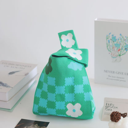 FLOWERSVERSE  INS Internet Hot New Handbag Women's Knitted Bag Japanese and Korean Style All-Match Hand Carrying Casual Tote Bag Factory Wholesale