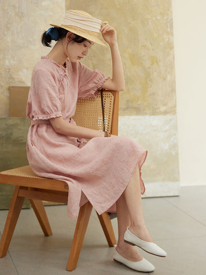 Cotton and linen women's dress, dyed improved cheongsam women's summer 2023 new skirt 230111