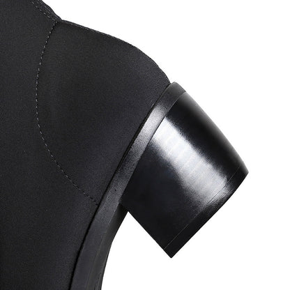 FLOWERSVERSE 2025 009-21  style simple thick heel high heel pointed elastic lycra sexy and thin pedicure thin legs over the knee boots