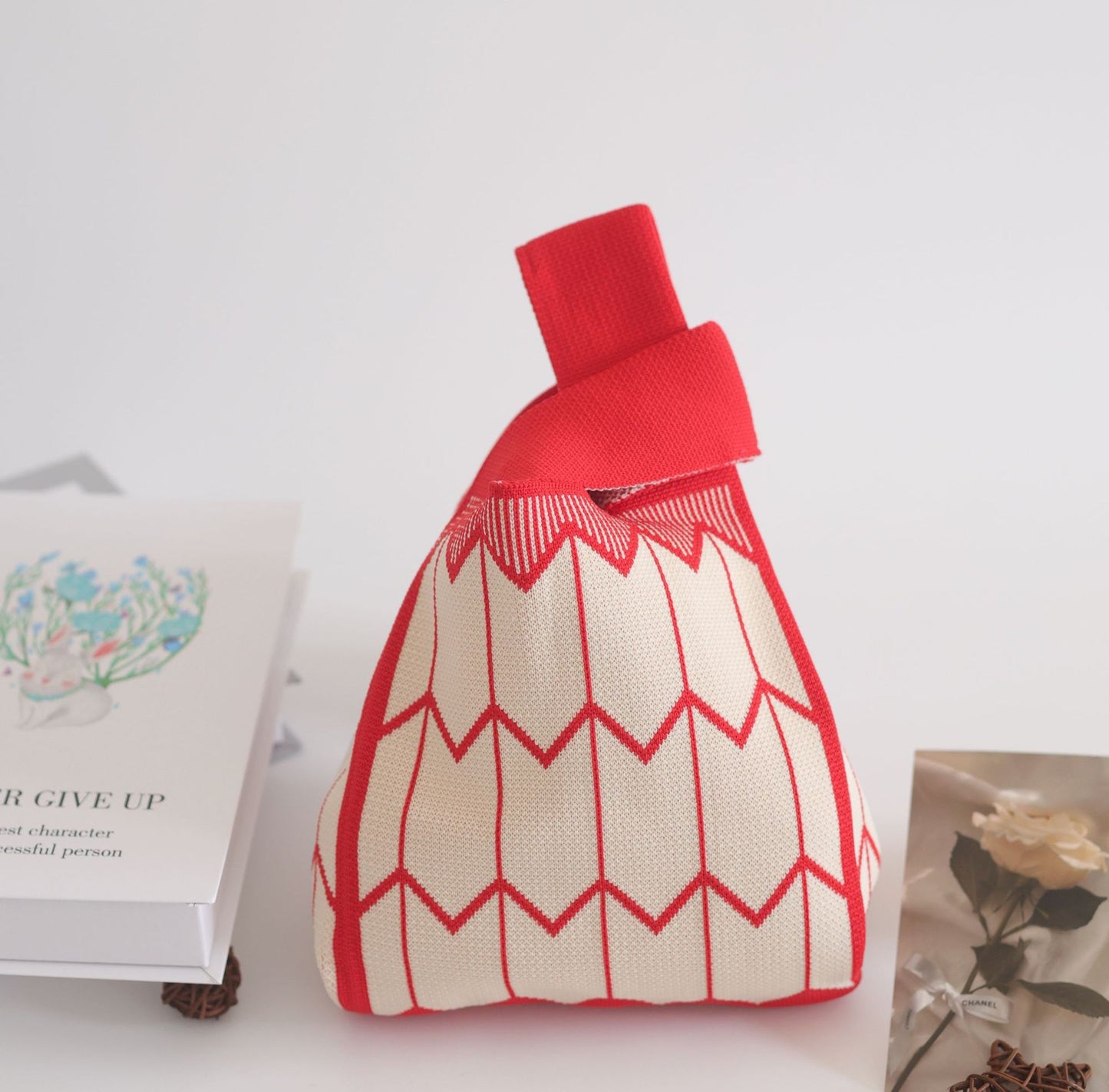 FLOWERSVERSE  INS Internet Hot New Handbag Women's Knitted Bag Japanese and Korean Style All-Match Hand Carrying Casual Tote Bag Factory Wholesale