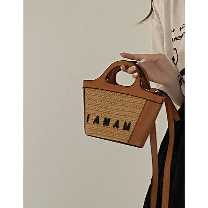 FLOWERSVERSE 2025 Holiday beach straw bag woven vegetable basket women's bag Japanese summer niche messenger bag handheld straw bag women