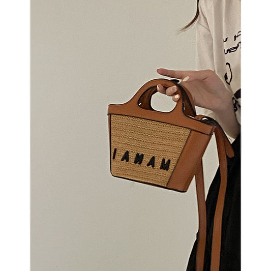 FLOWERSVERSE 2025 Holiday beach straw bag woven vegetable basket women's bag Japanese summer niche messenger bag handheld straw bag women