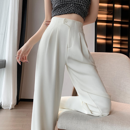 flowersverse Suit Pants Women's Spring and Autumn  New High Waist Drooping Wide-Leg Pants Loose Slimming Narrow Commuter Pants Women's Clothing