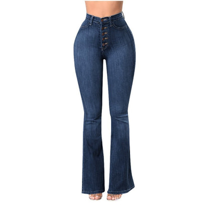 Popular trade New supply High waist elastic wide leg jeans women
