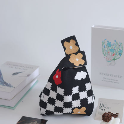 FLOWERSVERSE  INS Internet Hot New Handbag Women's Knitted Bag Japanese and Korean Style All-Match Hand Carrying Casual Tote Bag Factory Wholesale