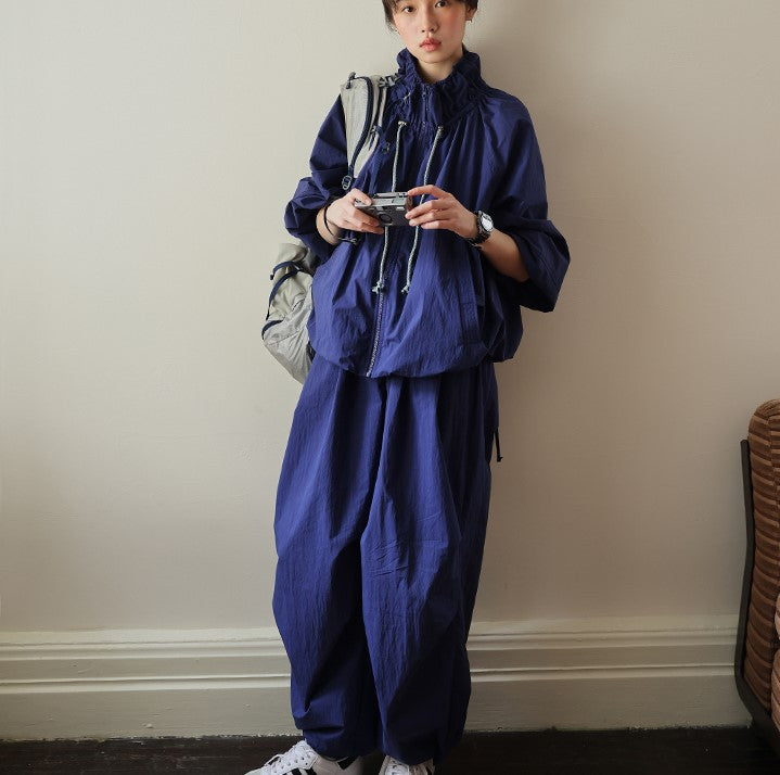 flowersverse Early Spring Mountain Outdoor Loose Casual Profile Ankle-Tied Full Elastic Overalls for Women K5112