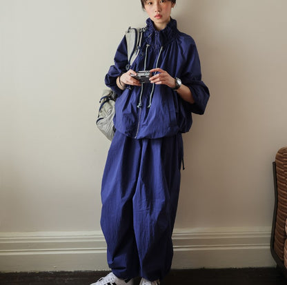 flowersverse Early Spring Mountain Outdoor Loose Casual Profile Ankle-Tied Full Elastic Overalls for Women K5112