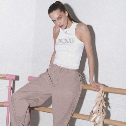 New High-end Crystal Diamond Sports Vest Women's Slim-fit Spice Girls Skinny Tops Women's