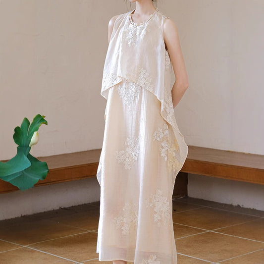 2025 New Chinese dress  spring and summer new original national style women's clothing Tencel jacquard improved long dress