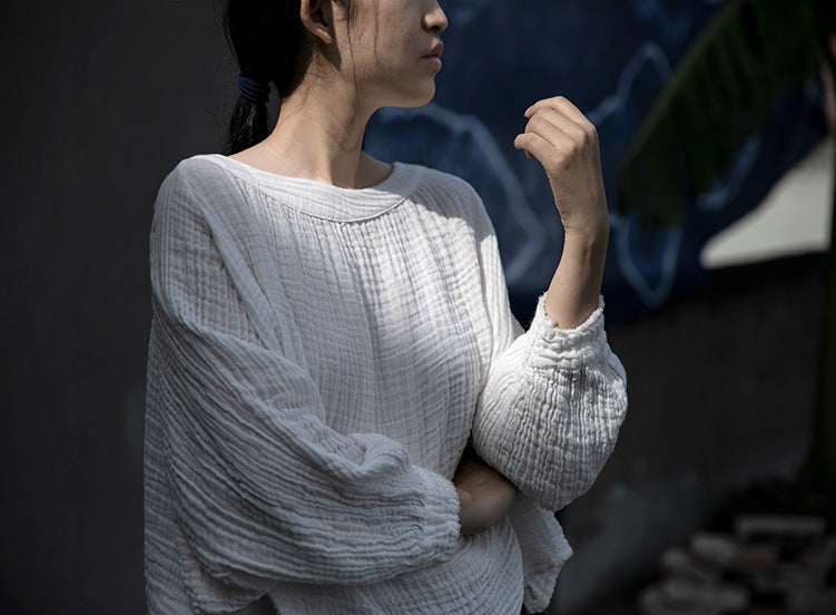 Spring and Autumn Skin-friendly and Comfortable Textured Baby Cotton T-Shirt Combed Cotton Pure White Doll Pullover