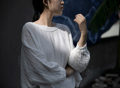 Spring and Autumn Skin-friendly and Comfortable Textured Baby Cotton T-Shirt Combed Cotton Pure White Doll Pullover