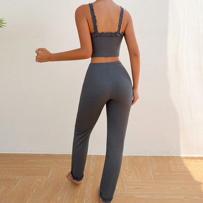 FLOWERSVERSE 2025 popular  New women's clothing versatile fashion suit autumn and winter fungus edge vest and trousers two-piece loungewear