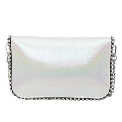 FLOWERSVERSE 2025 Cross-border new chain envelope bag, high-end niche design bead chain matte leopard print bag, messenger women's bag.